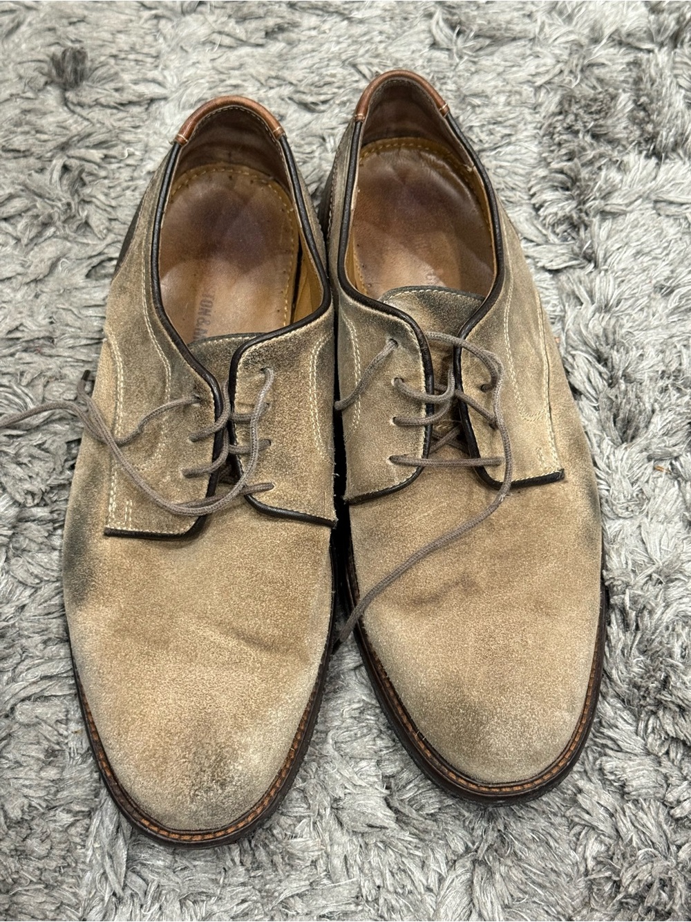 Johnston & Murphy Suade Tan Oxfords Plain Toe Memory Foam Men's Shoes